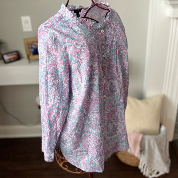 NWT Talbots Pastel Paisley Long Sleeve Blouse Plus Petite Size XP - Picture 8 of 14